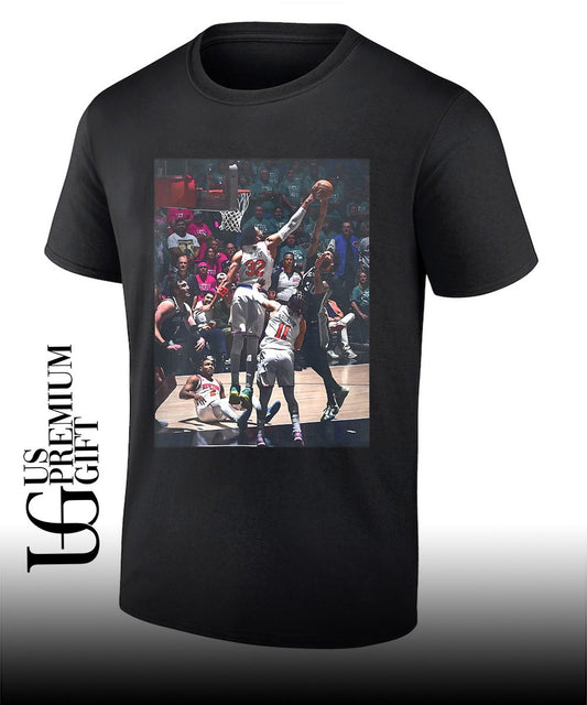 Karl-Anthony Towns Blocks Julian Champagnie photo shirt