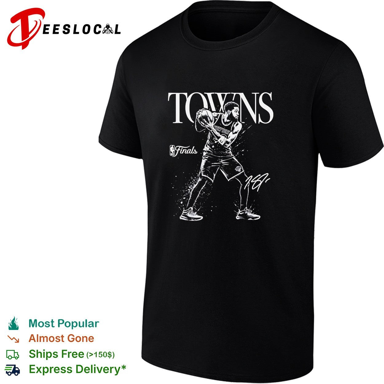 Karl-Anthony Towns New York Knicks NBA Finals action portrait shirt