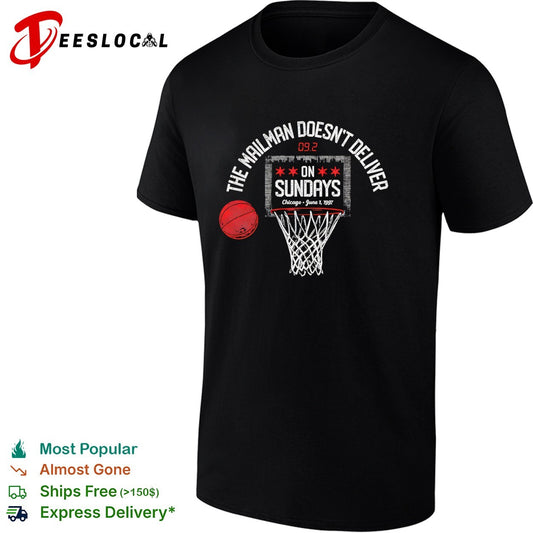 Karl Malone Chicago Bulls NBA The Mailman Doesn’t Deliver on Sundays 1997 shirt