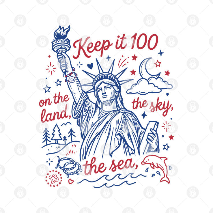 Keep It 100 On The Land The Sky The Sea 4th Of July Patriotic T Shirt