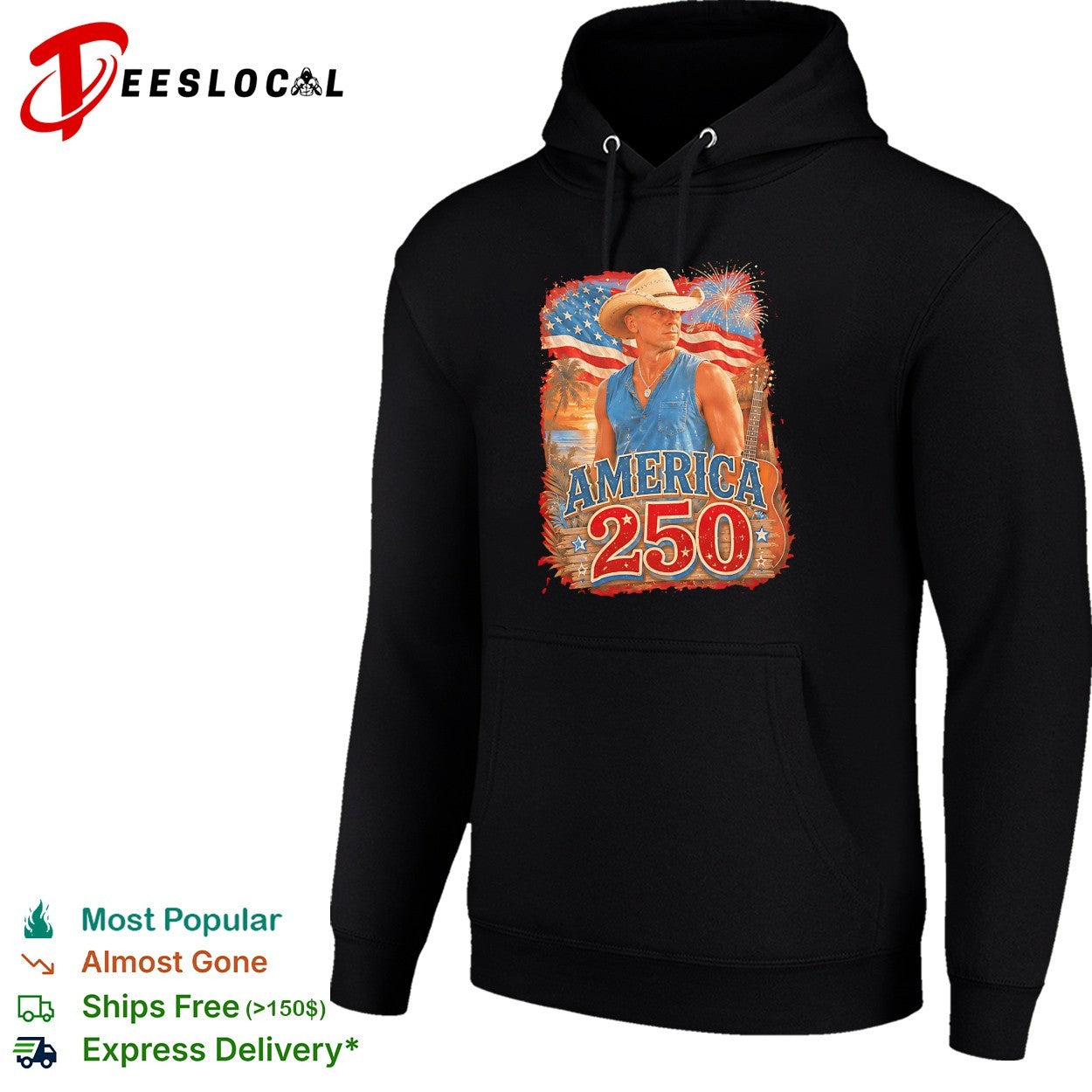 Kenny Chesney Cowboy hat silhouette America 250th fireworks flag poster shirt