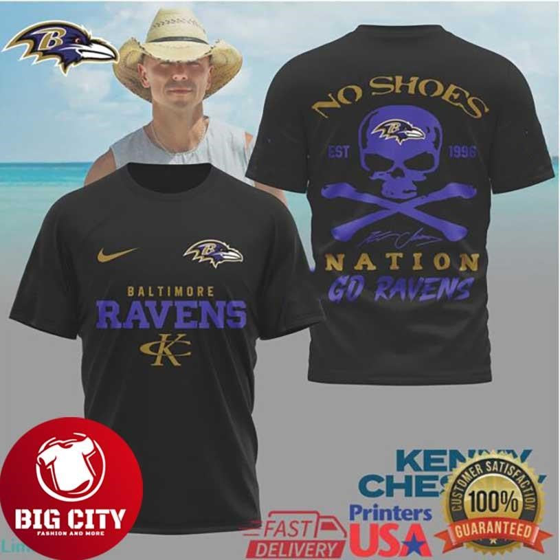 Kenny Chesney No Shoes Nation x Baltimore Ravens Graphic Two Sided Shirt