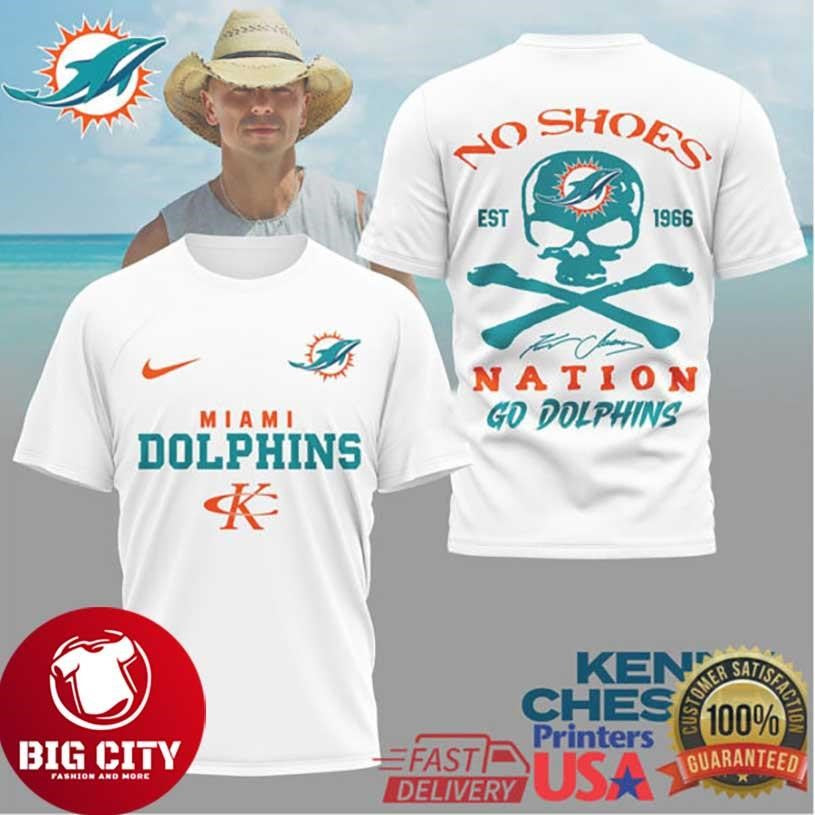 Kenny Chesney No Shoes Nation x Miami Dolphins Graphic Two Sideed Shirt