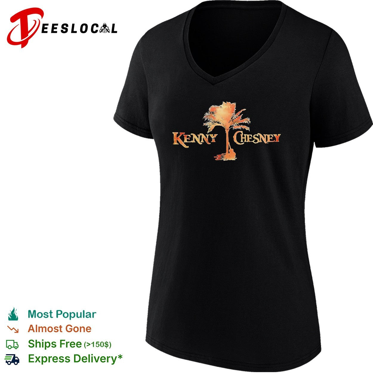 Kenny Chesney palm tree guitar silhouette vintage text shirt