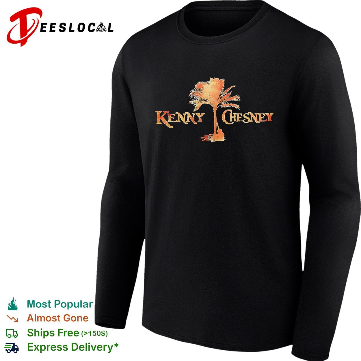 Kenny Chesney palm tree guitar silhouette vintage text shirt
