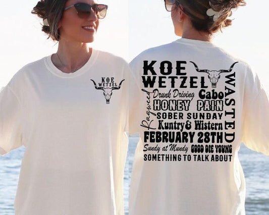 Koe Wetzel Songs tshirt,Koe Wetzel Shirt, Koe  tshirt
