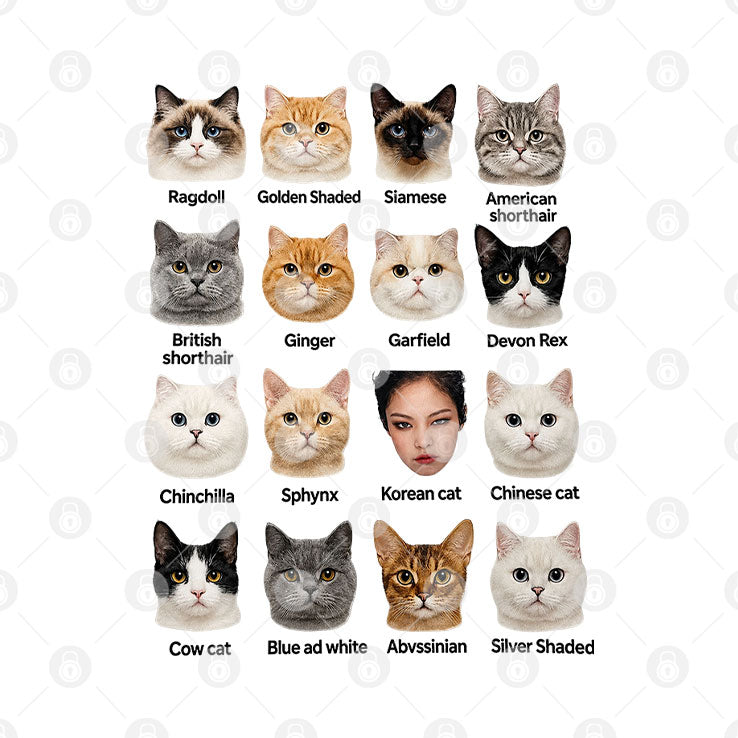 Kpop Cat Breed Chart Jennie Blackpink Meme T Shirt