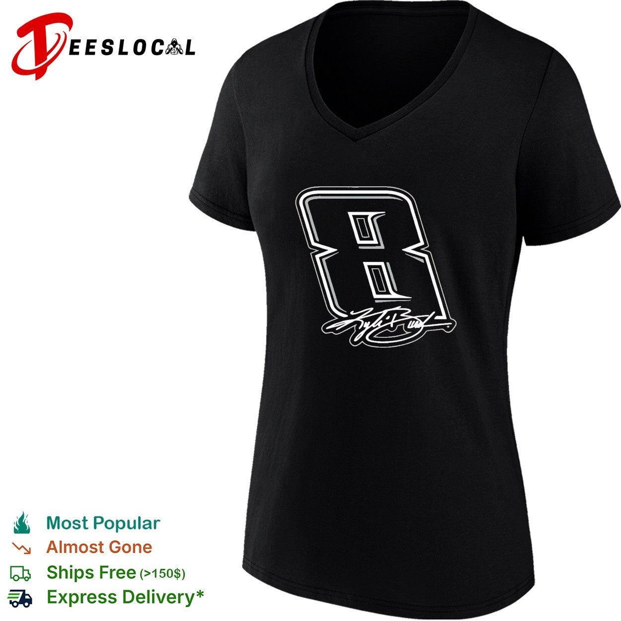 Kyle Busch Black No 8 signature shirt