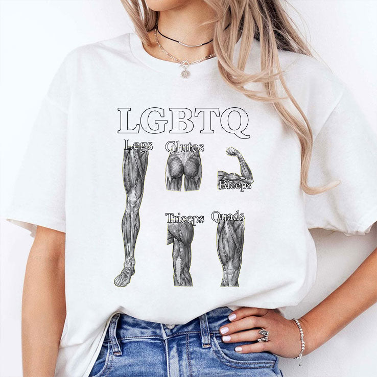 LGBTQ Legs Glutes Biceps Tricepts Quads Funny Gym T Shirt