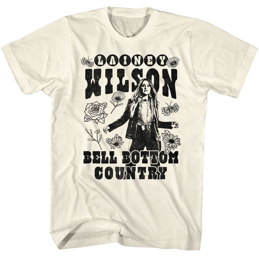 Lainey Wilson - And Floral Bellbottom - Off-White Short Sleeve Adult T-Shirt - clothing by TeeHivey.com (Image 1)
