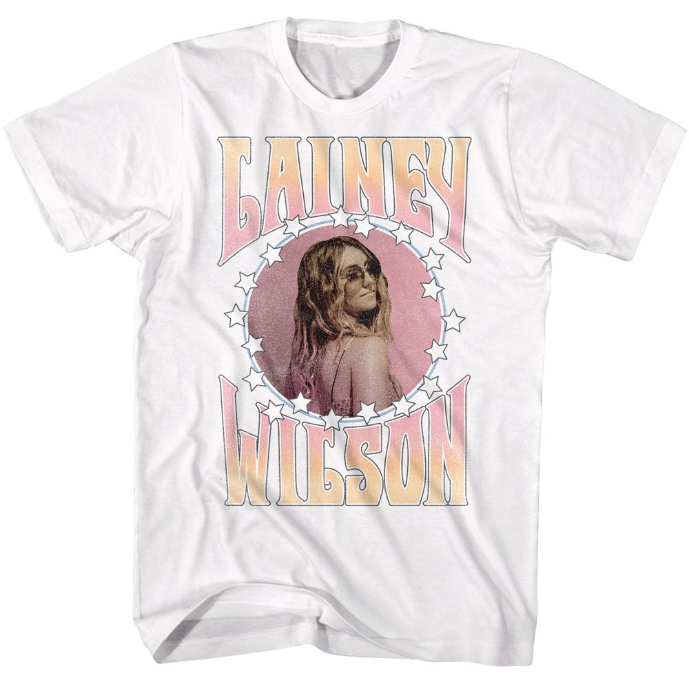 Lainey Wilson - Stars And Gradient - White Short Sleeve Adult T-Shirt - clothing by TeeHivey.com (Image 1)