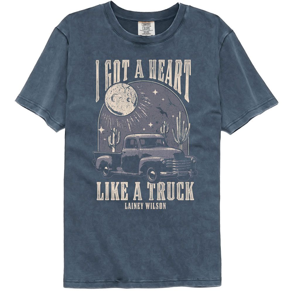 Lainey Wilson - Heart Like A Truck - American Classics - Solid Blue Adult Short Sleeve Comfort Color T-Shirt (Image 1)
