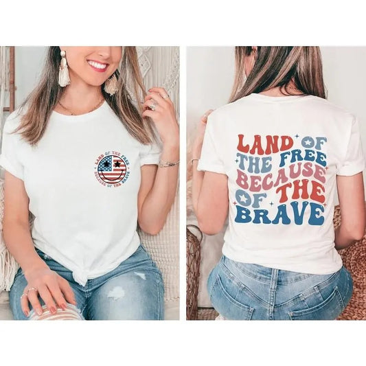 Land Of The Free Because Of Brave American Shirt, America T-Shirt, Back And Front 4th July Shirt, Funny 4th July T-Shirt, Freedom Usa Shirt
