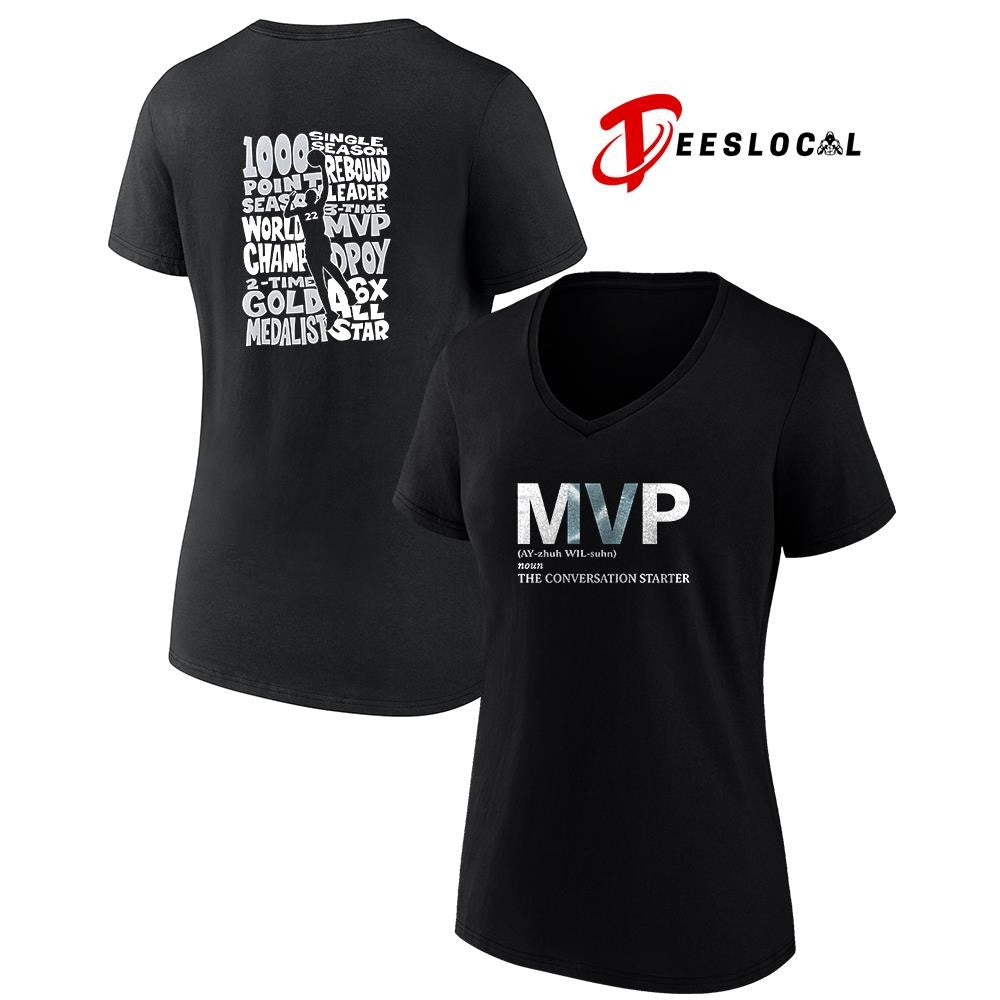 Las Vegas Aces Aja Wilson MVP 1000 point season silhouette graphic shirt