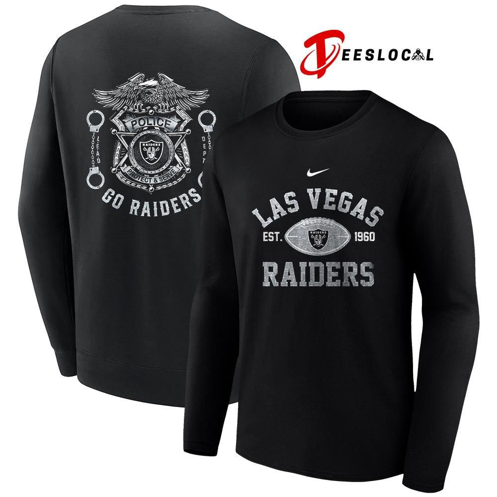 Las Vegas Raiders law enforcement tribute protect and serve logo shirt