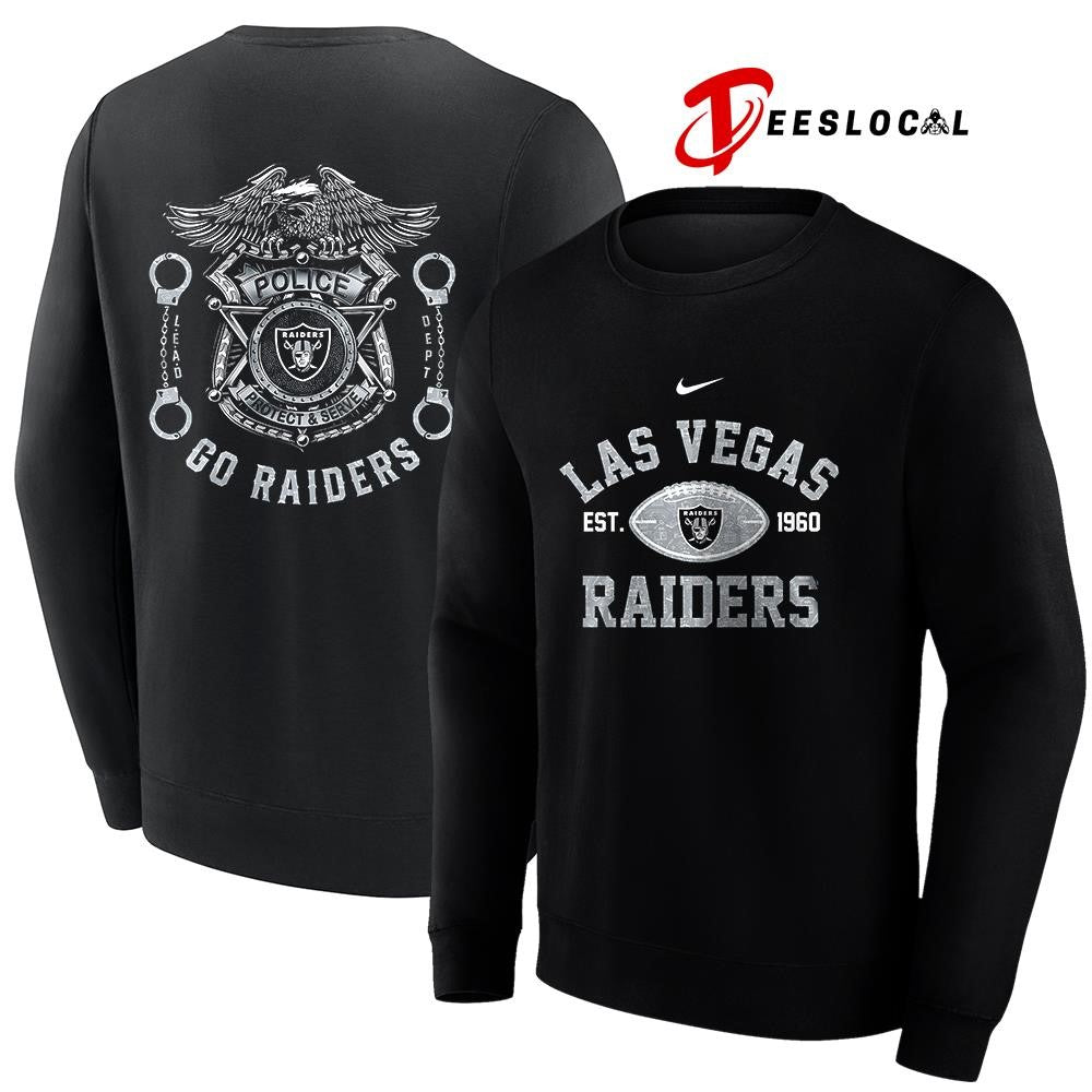 Las Vegas Raiders law enforcement tribute protect and serve logo shirt