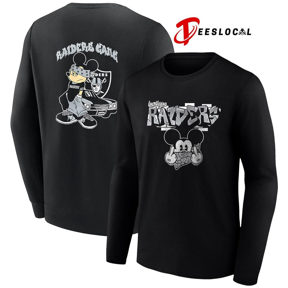 Las Vegas Raiders x Gangsta Mickey Mouse middle finger shirt