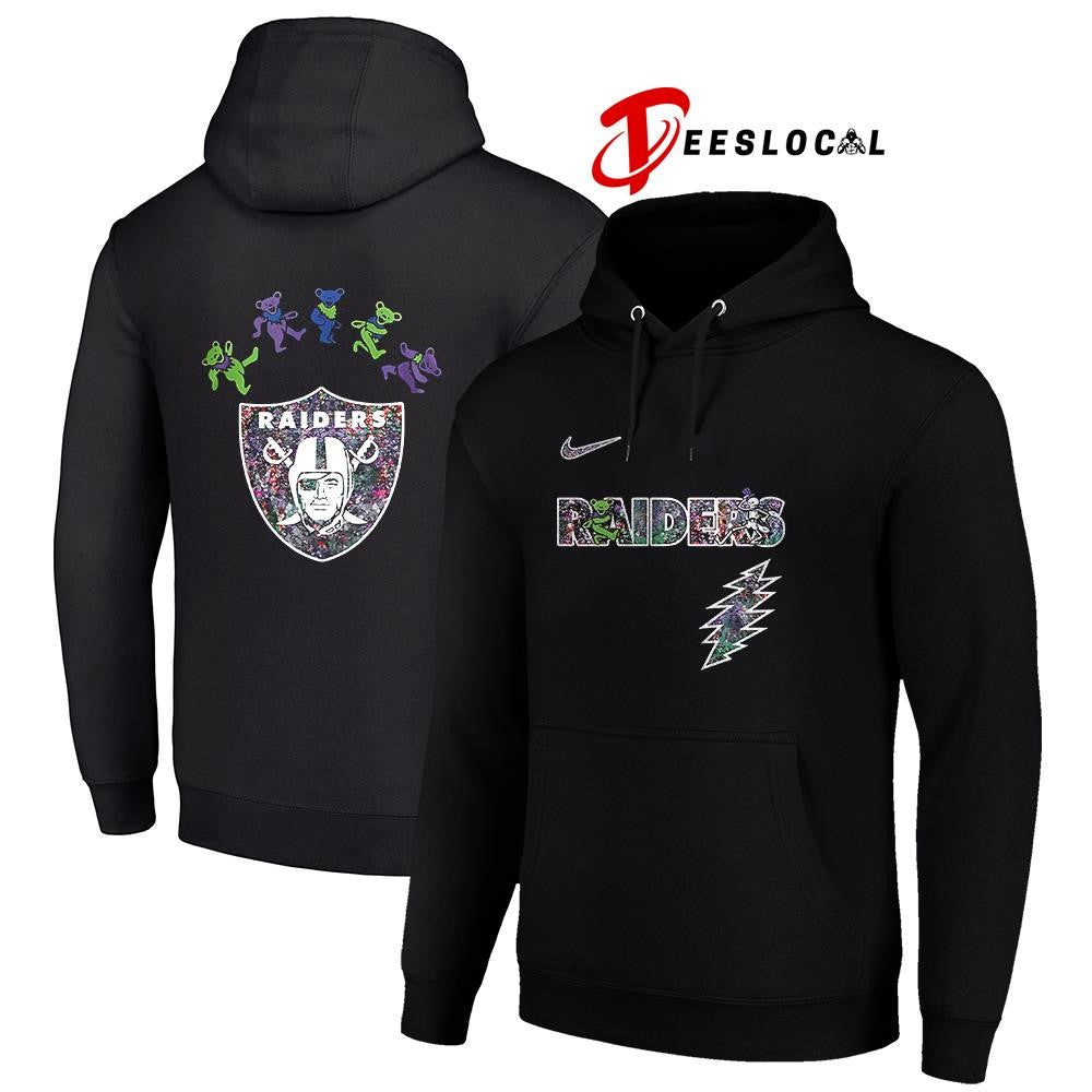 Las Vegas Raiders x Grateful Dead night bears logo shirt