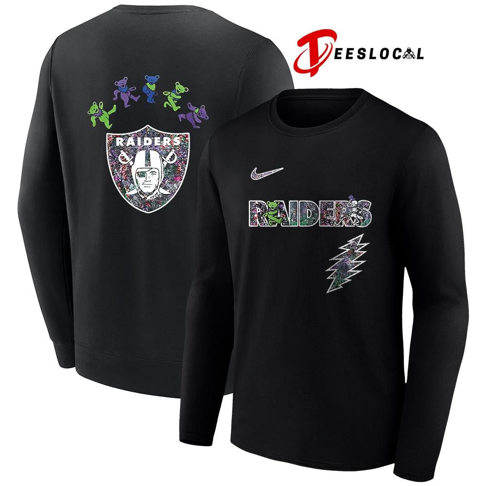 Las Vegas Raiders x Grateful Dead night bears logo shirt