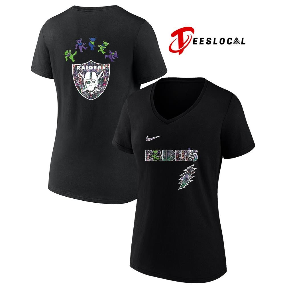 Las Vegas Raiders x Grateful Dead night bears logo shirt