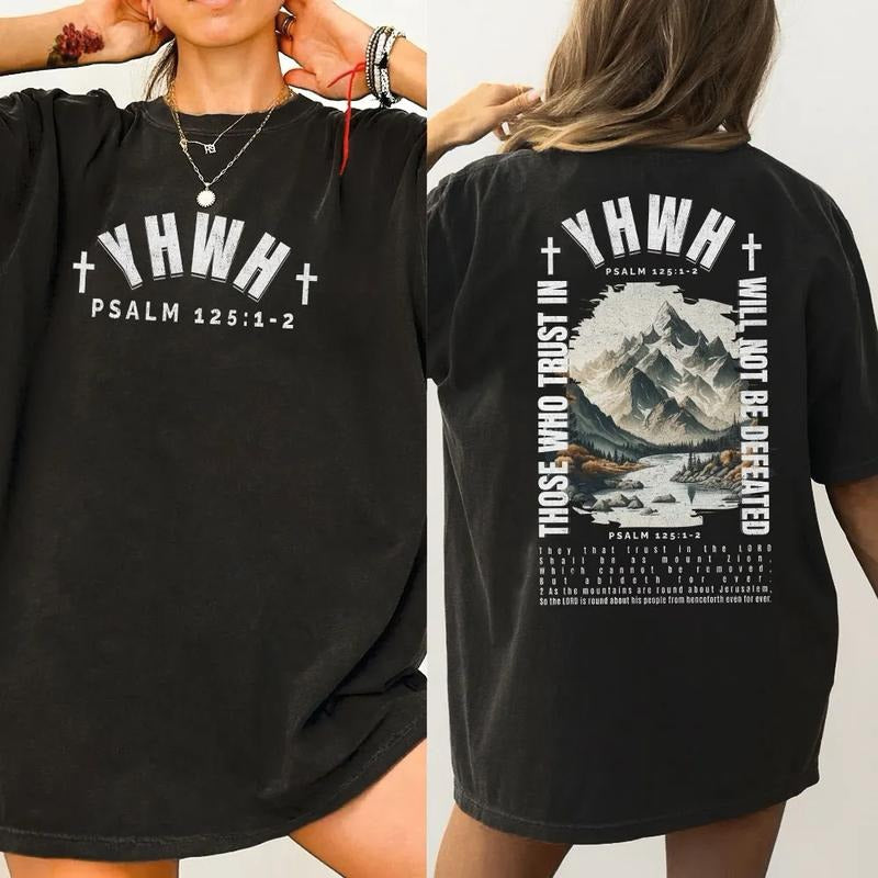 Latarshia Grant Store  YHWH, Yeshua, Confía en Dios, Salmo 125 Womenswear Cotton Fabric - clothing by TeeHivey.com