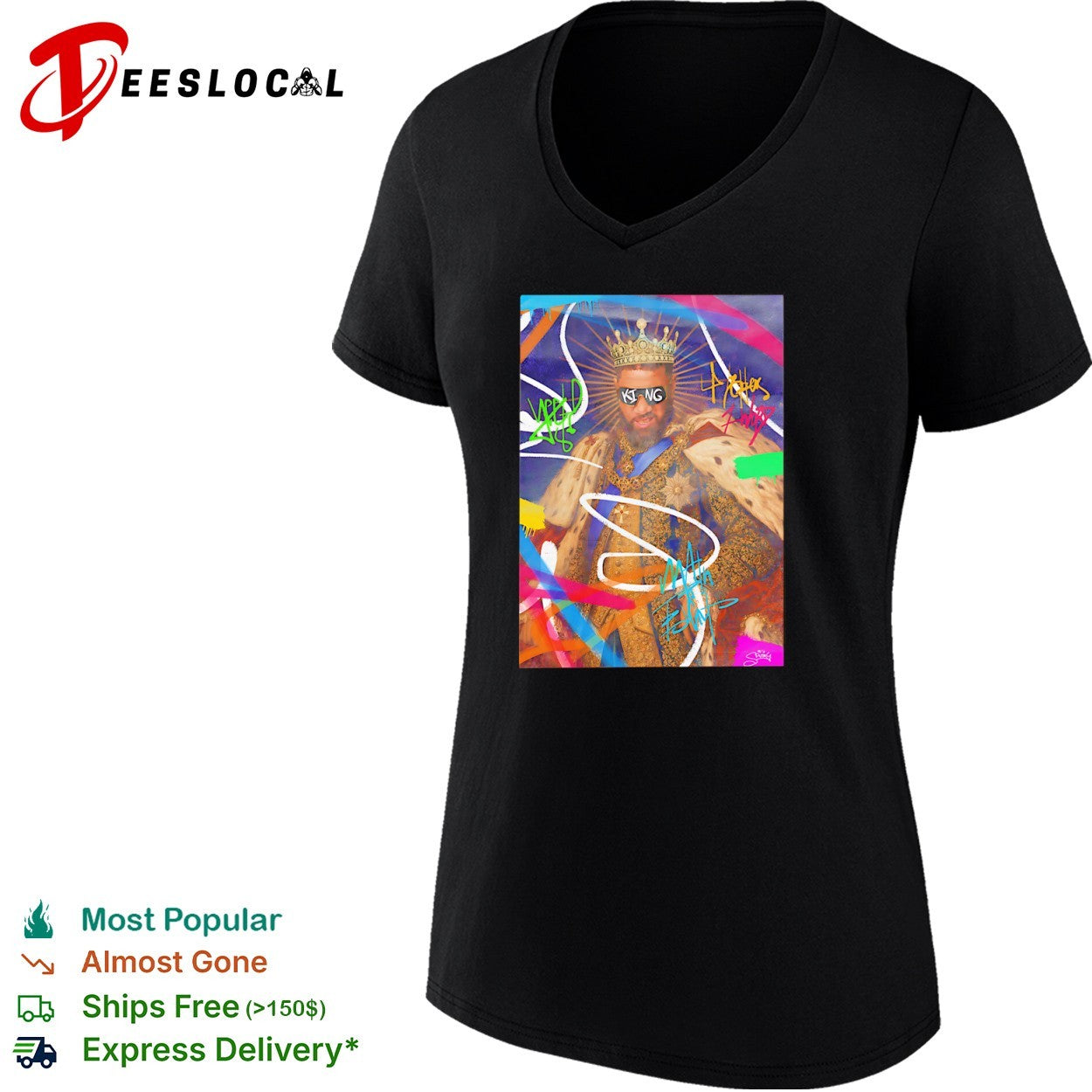 LeBron James Los Angeles Lakers NBA King graffiti portrait art shirt