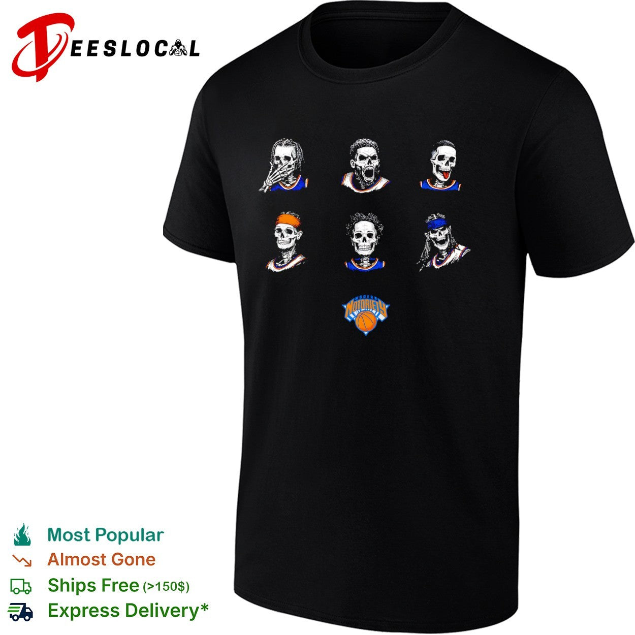 Legends New York Knicks NBA Modern Notoriety skull shirt