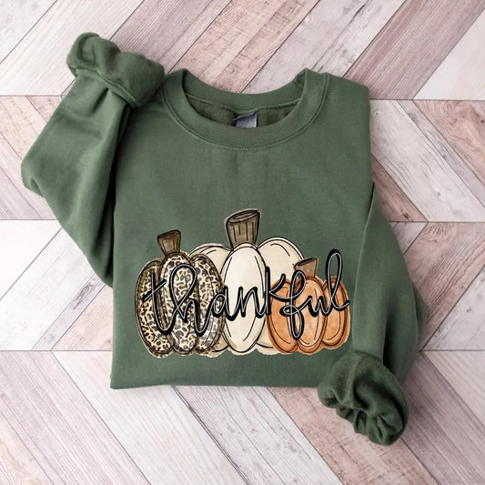 Leopard Pumpkin Sweatshirt,Pumpkin Season Sweater,Thanksgiving Tshirt,Halloween Shirt,Fall Apparel,Autumn Hoodie,Thanksgiving Gifts Cotton Menswear