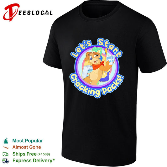 Let is Start Cracking Packs Cartoon Dog Mascot Trading Card Hobby Collectible shirt