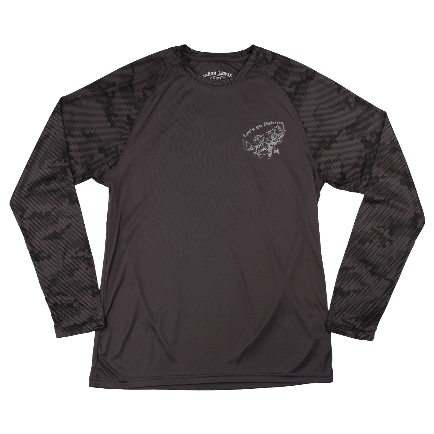 Aaron Lewis Let's Go Fishing Performance Camo Mens Long Sleeve Shirt Graphite