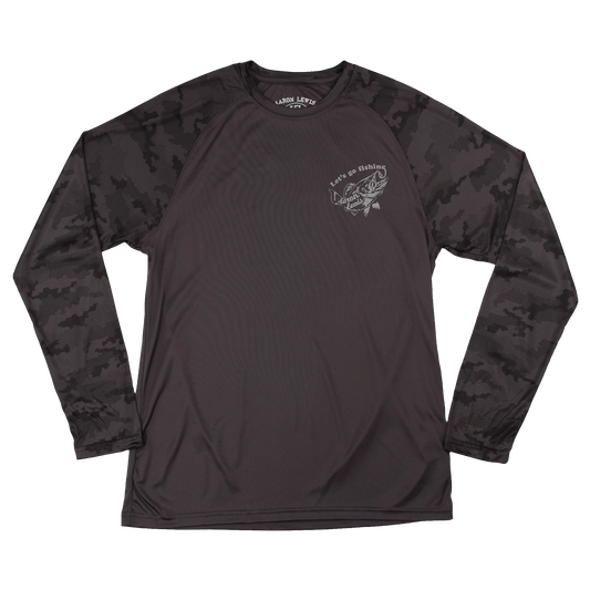 Aaron Lewis Let's Go Fishing Performance Camo Mens Long Sleeve Shirt Graphite