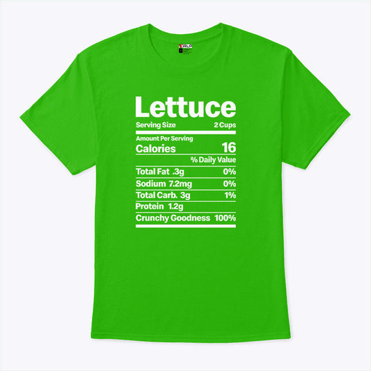 Lettuce Costume Nutrition Facts T Shirt