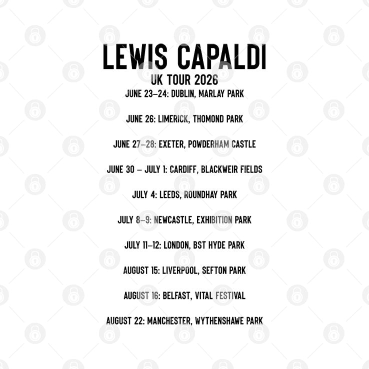 Lewis Capaldi UK Tour 2026 T Shirt