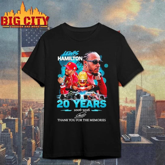 Lewis Hamilton 20 Years 2006-2026 Signature Thank You For The Memories Shirt