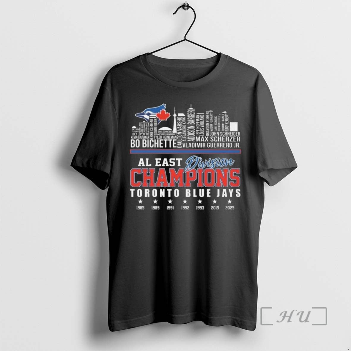 Limited Edition Al East Division Champions Toronto Blue Jays Skyline Names 1985 2025 T Shirts - clothing by TeeHivey.com