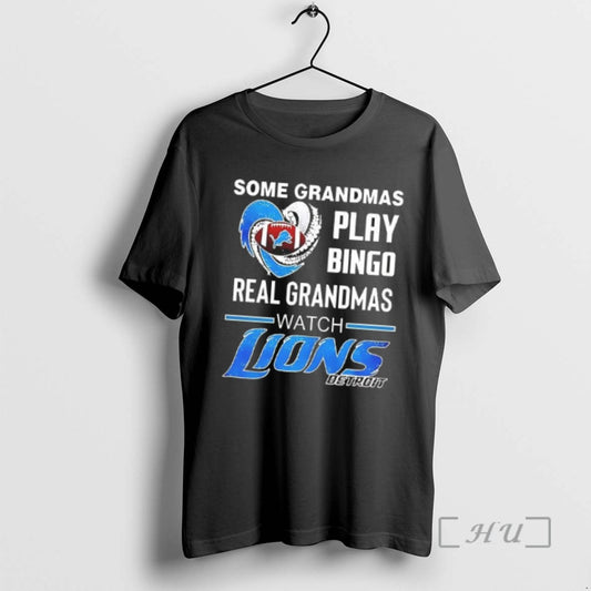 Limited Edition Awesome Some Grandmas Play Bingo Real Grandmas Watch Detroit Lions Football T Shirts