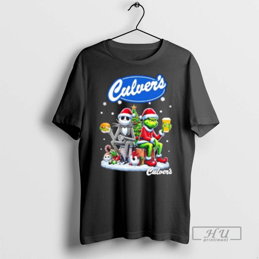 Limited Edition Culvers X Grinch And Jack Skellington Unwilling Friends Merry Christmas Graphic - clothing by TeeHivey.com
