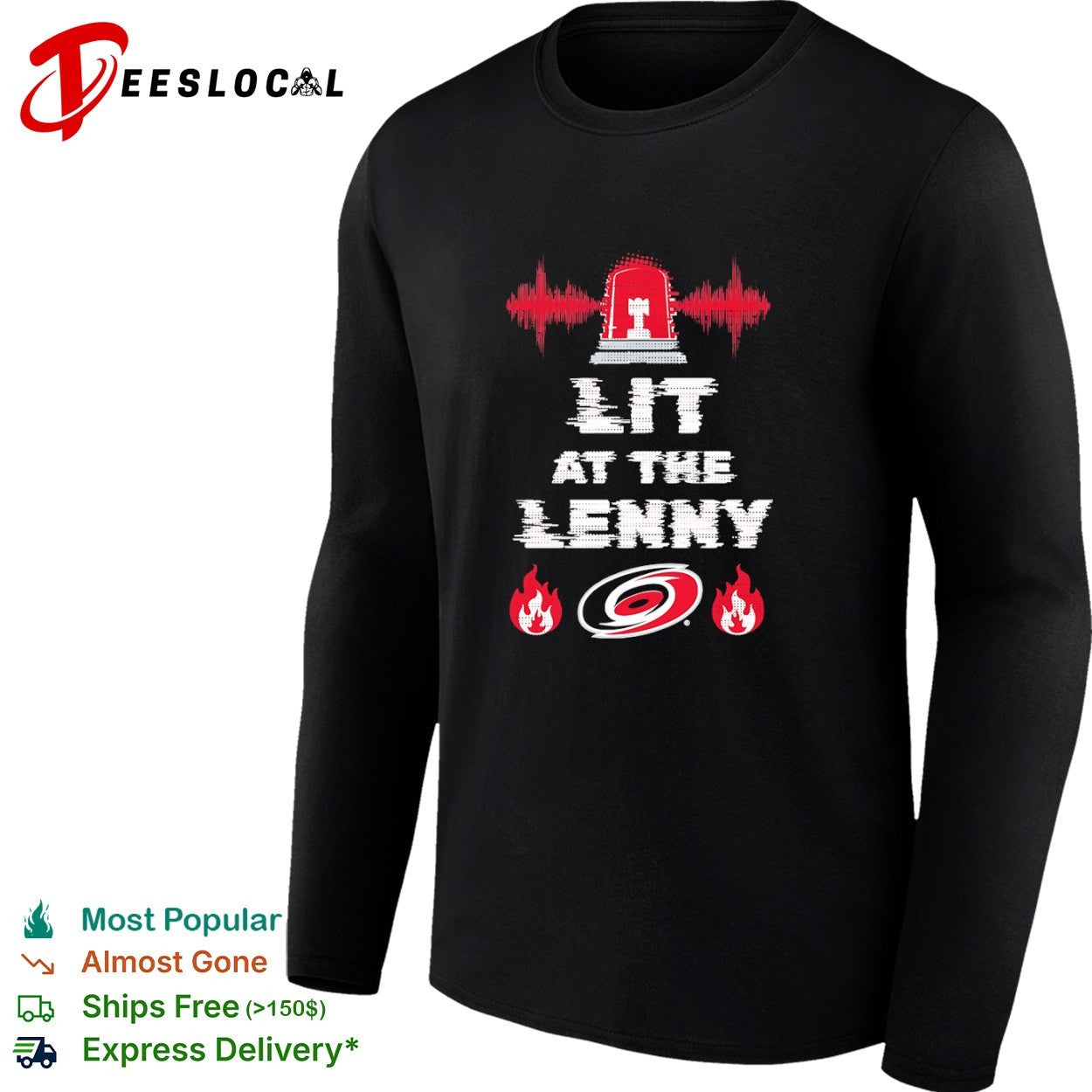 Lit at the Lenny Carolina Hurricanes NHL Hockey Emergency Siren Logo Fire shirt