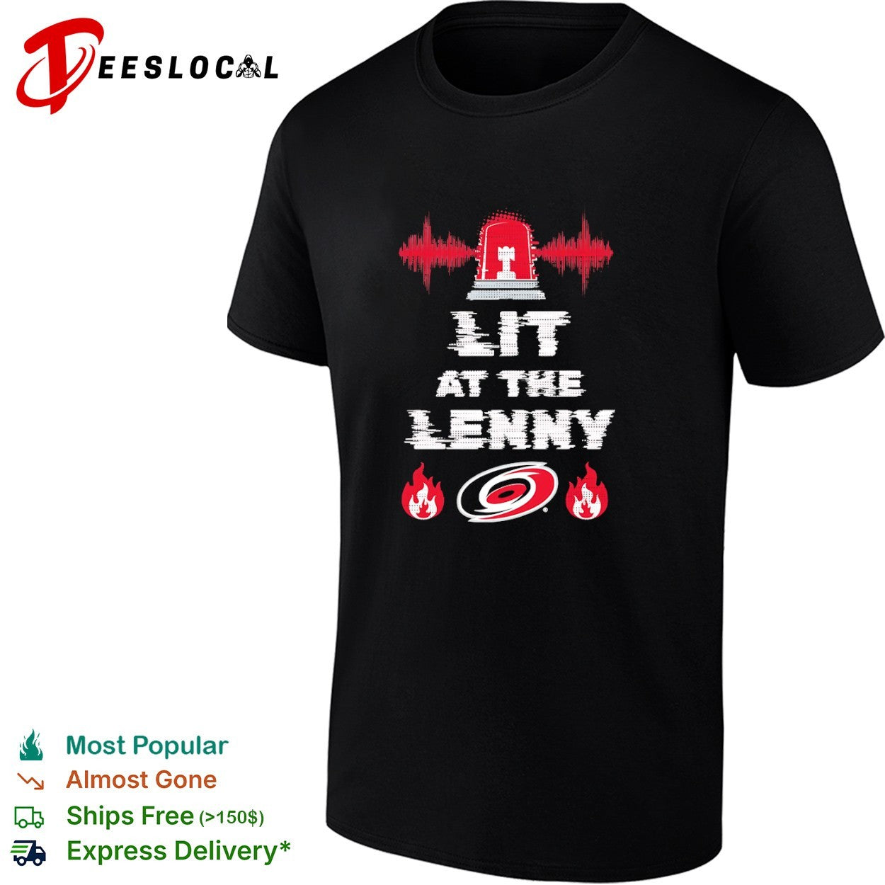 Lit at the Lenny Carolina Hurricanes NHL Hockey Emergency Siren Logo Fire shirt