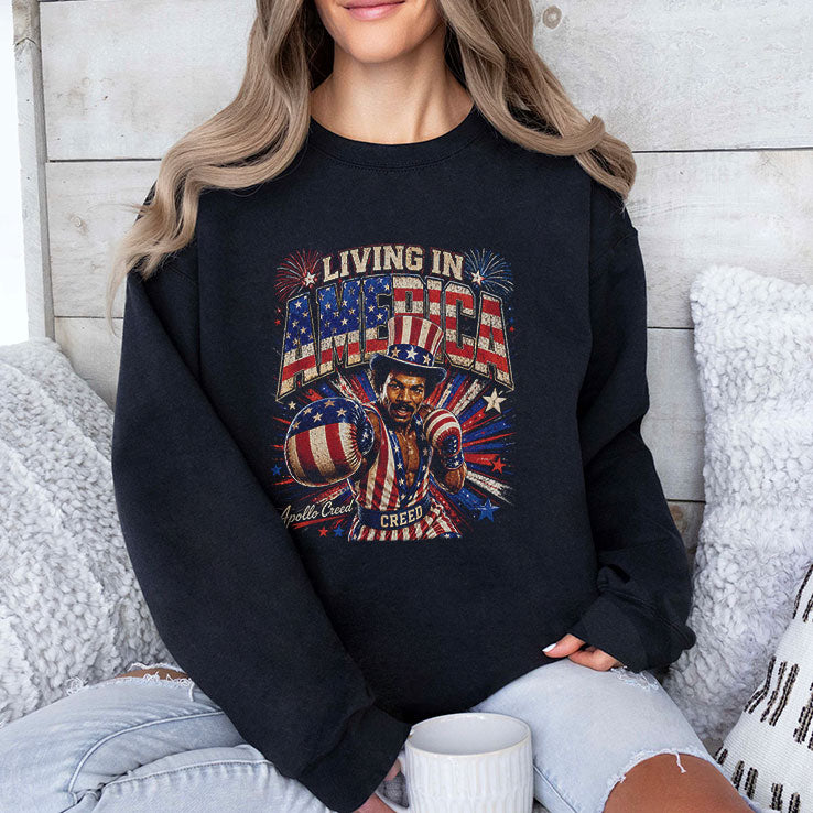 Living In America Rocky Apollo Creed 4th Of July T Shirt