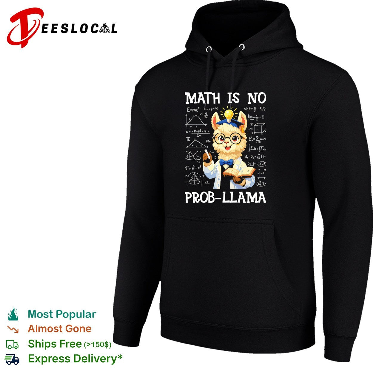 Llama scientist holding test tube math is no prob llama shirt
