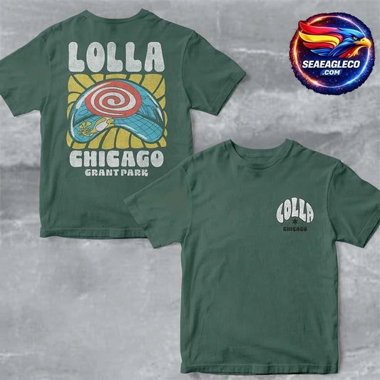 Lollapalooza Chicago 2026 At Grant Park From July 30 To August 2 2026 Cloud Gate Bean Green Two Sided Shirt