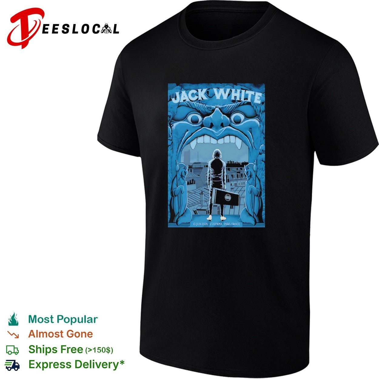 Lone figure city street giant monster face building concert framed poster art shirt