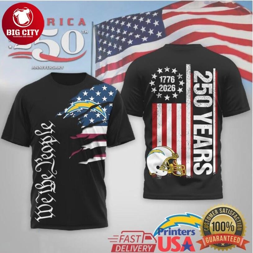 Los Angeles Chargers America 250th Anniversary 1776 2026 Patriot Two Sided Shirt