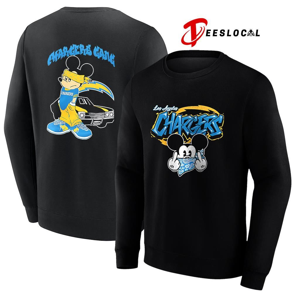 Los Angeles Chargers x Gangsta Mickey Mouse middle finger shirt