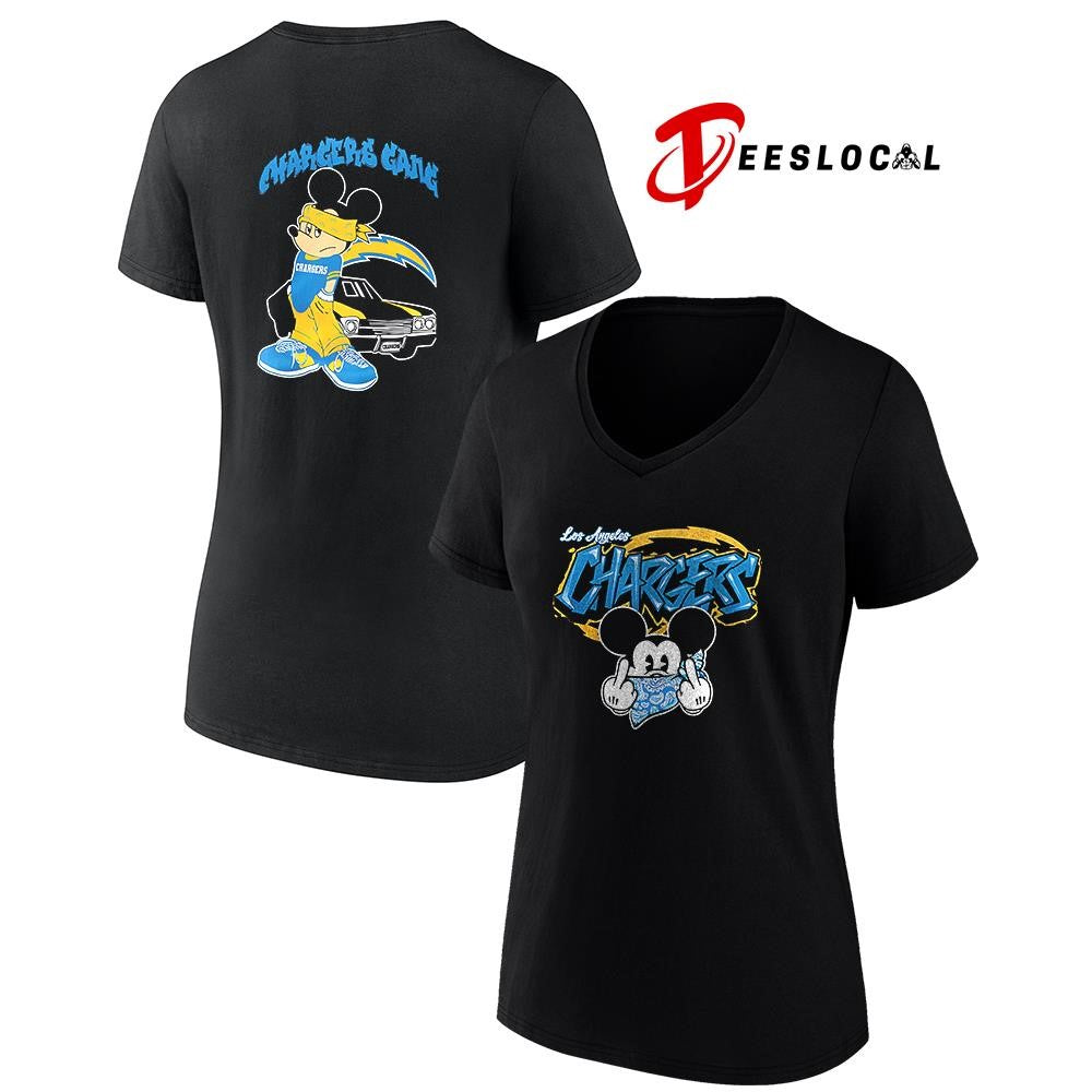 Los Angeles Chargers x Gangsta Mickey Mouse middle finger shirt