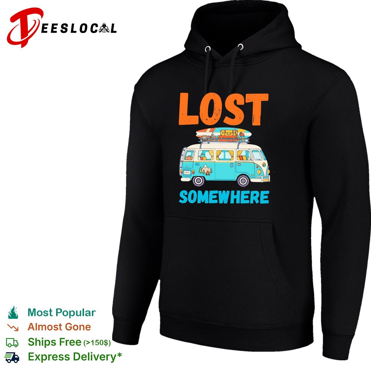 Lost somewhere VW van camper road trip adventure shirt