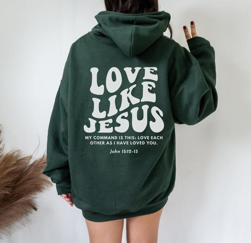 Love Like Jesus Hoodie, Trendy Christian Hoodie, Y2k Jesus Hoodie, Christian clothes Cotton Womenswear