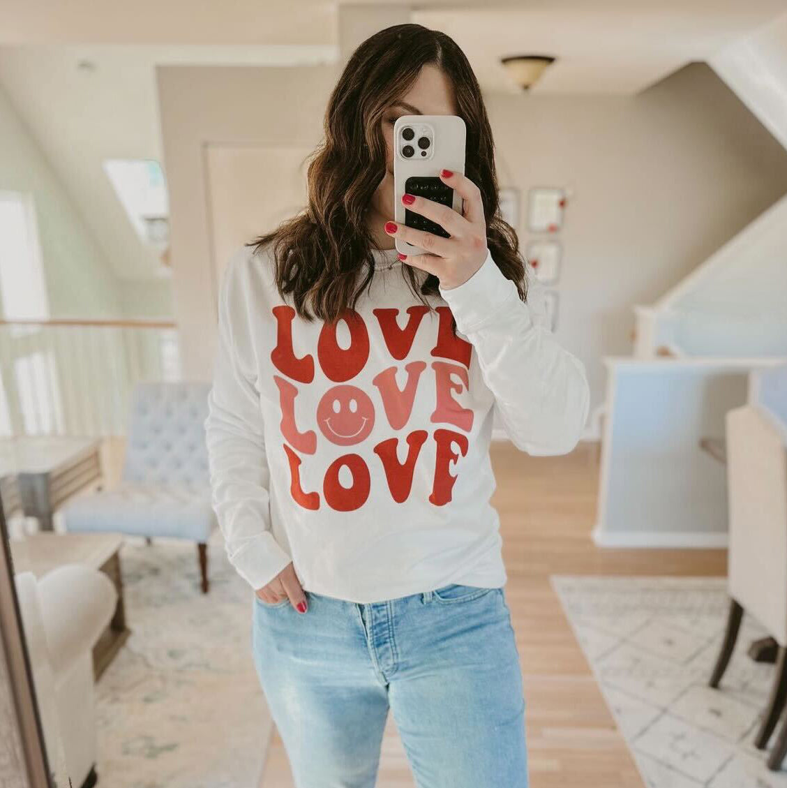 Love (Repeated Smiley Face) - clothing by TeeHivey.com (Image 2)