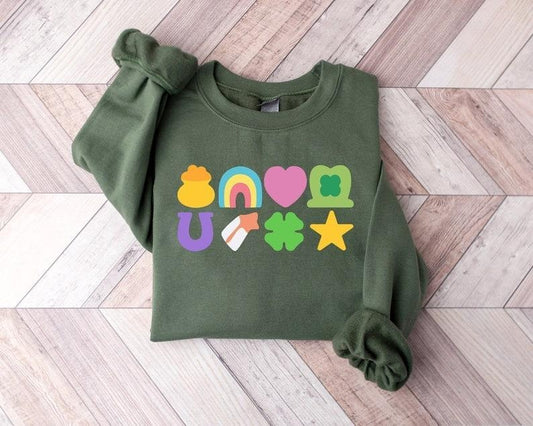 Lucky St Patricks Day Shirt, St Patrick's Day Sweatshirt, Lucky Charm Sweatshirt, Irish Day Sweatshirt, Lucky Shamrocks Rainbow shirt